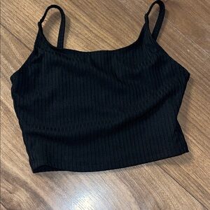 Elegant Black Ribbed Crop Top